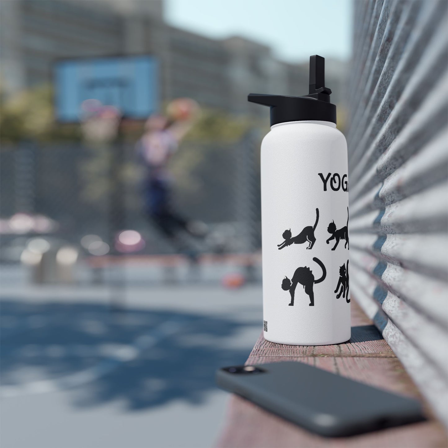 Yoga Cats Stainless Steel Water Bottle – Funny Cat Pose Design