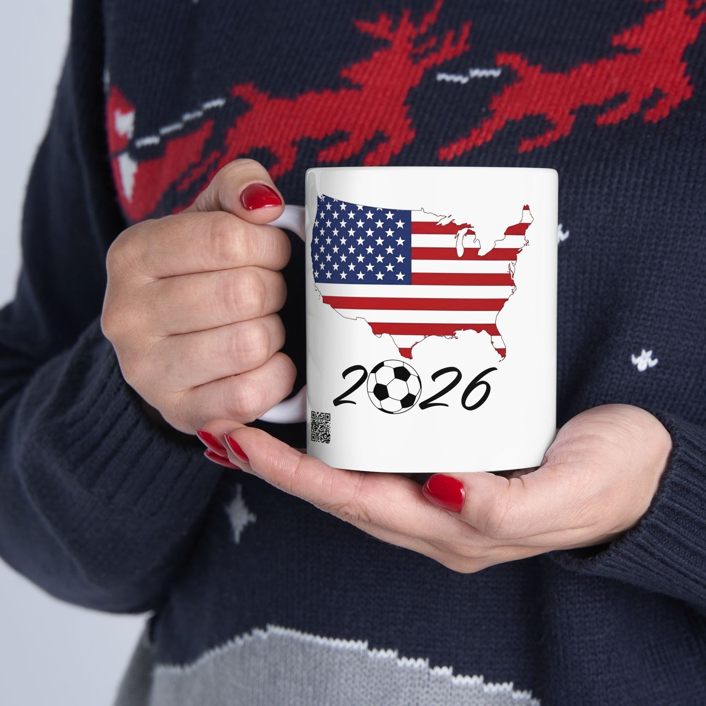 USA Flag 2026 Soccer mug | American Flag Silhouette Ceramic Mug