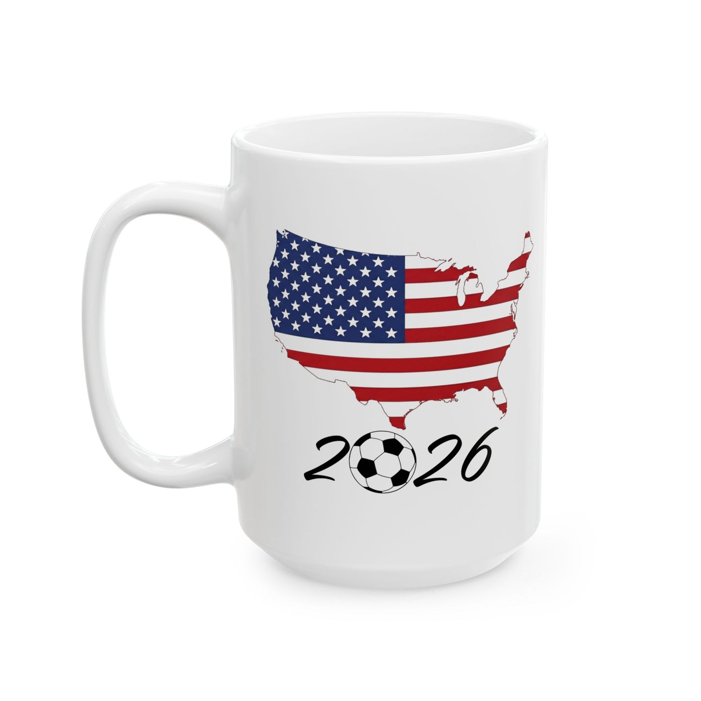 USA Flag 2026 Soccer mug | American Flag Silhouette Ceramic Mug