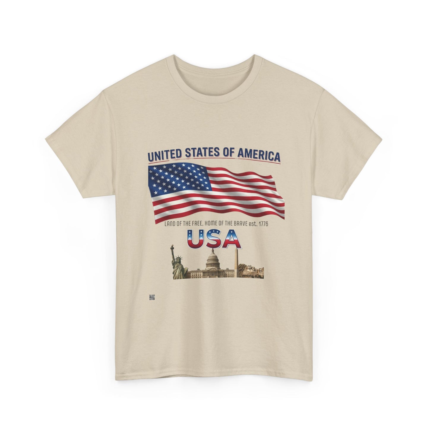 USA Flag T-Shirt — United States of America Patriotic Tee (Statue of Liberty, Capitol)