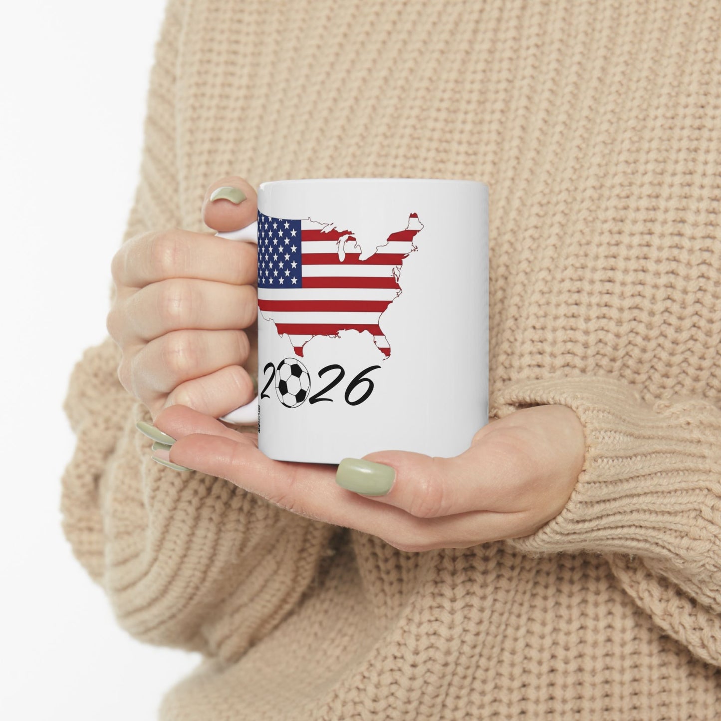 USA Flag 2026 Soccer mug | American Flag Silhouette Ceramic Mug