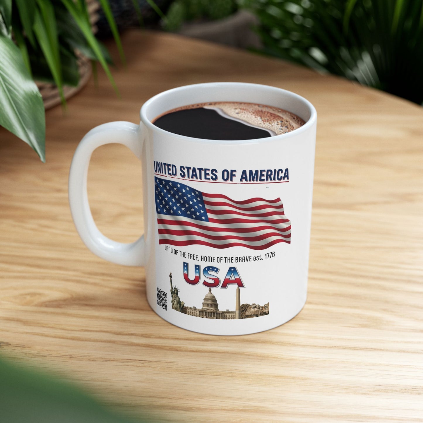 American Flag Ceramic Mug — United States Patriotic Coffee Cup (11oz/15oz)