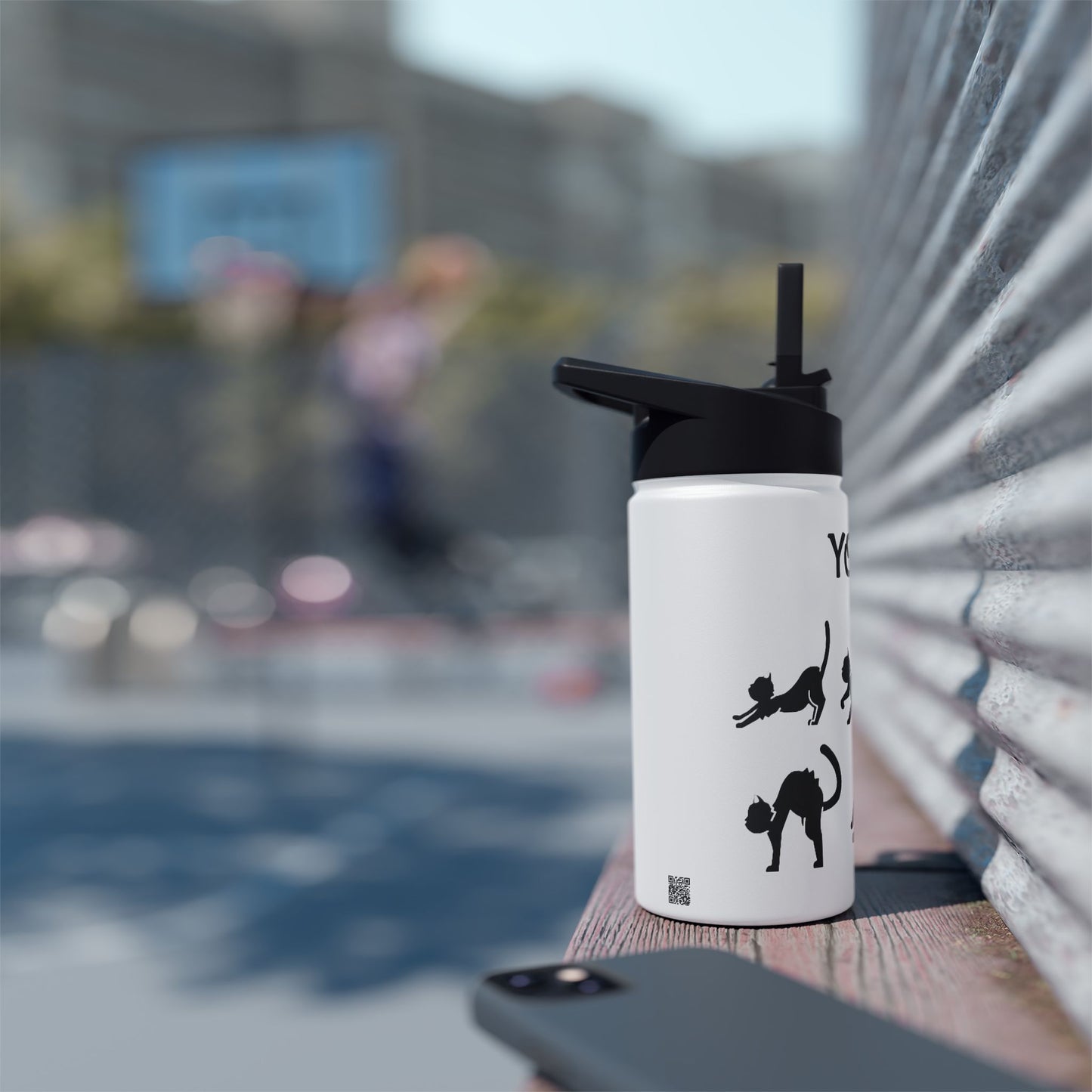 Yoga Cats Stainless Steel Water Bottle – Funny Cat Pose Design