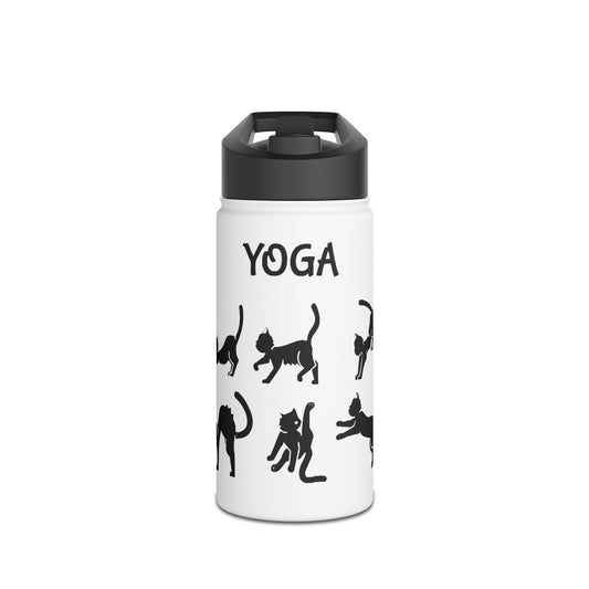 Yoga Cats Stainless Steel Water Bottle – Funny Cat Pose Design