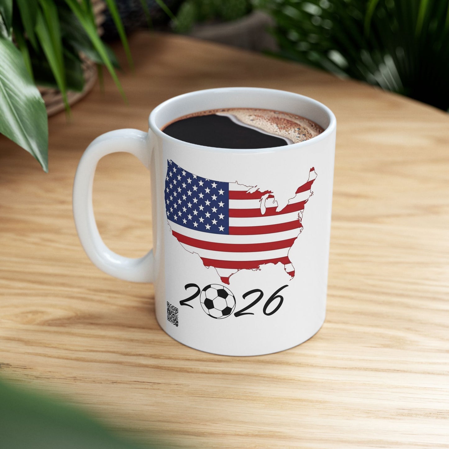 USA Flag 2026 Soccer mug | American Flag Silhouette Ceramic Mug