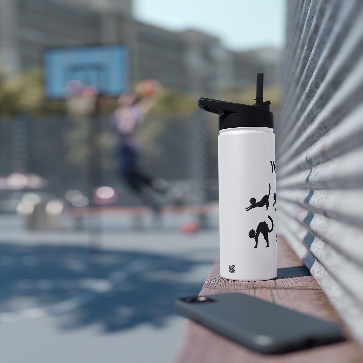 Yoga Cats Stainless Steel Water Bottle – Funny Cat Pose Design
