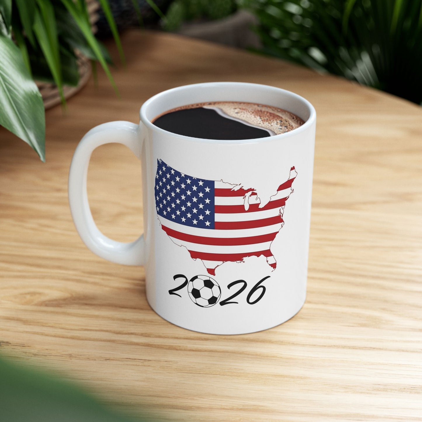 USA Flag 2026 Soccer mug | American Flag Silhouette Ceramic Mug