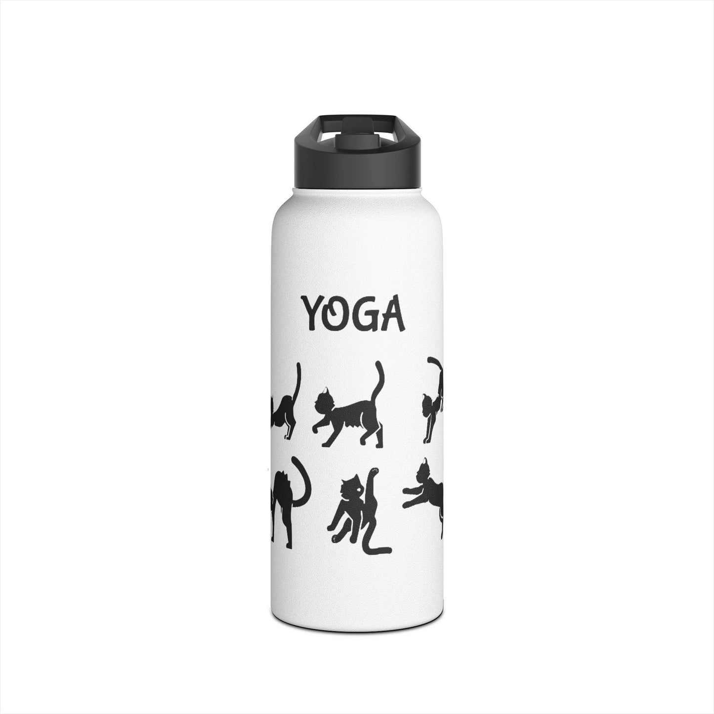 Yoga Cats Stainless Steel Water Bottle – Funny Cat Pose Design