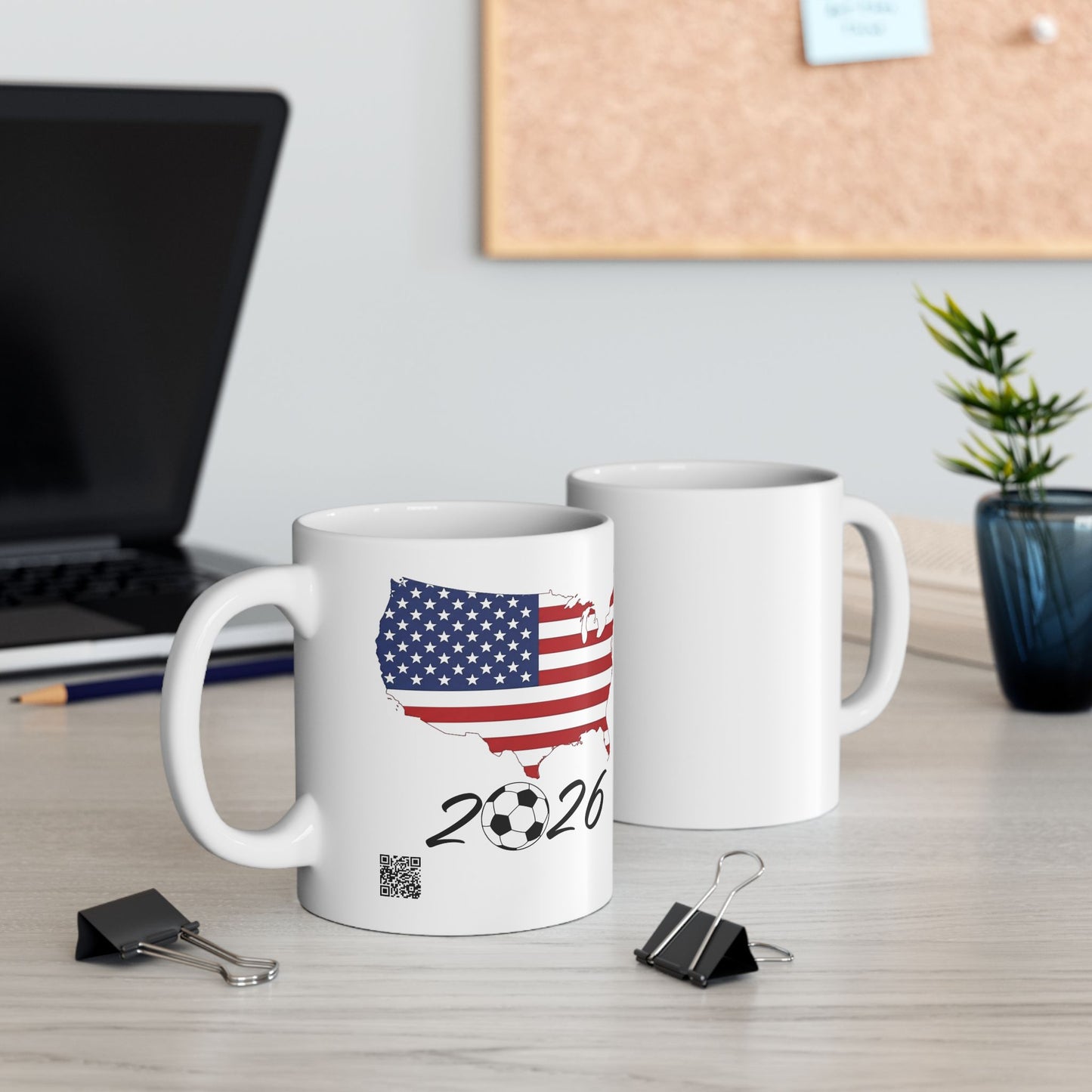 USA Flag 2026 Soccer mug | American Flag Silhouette Ceramic Mug