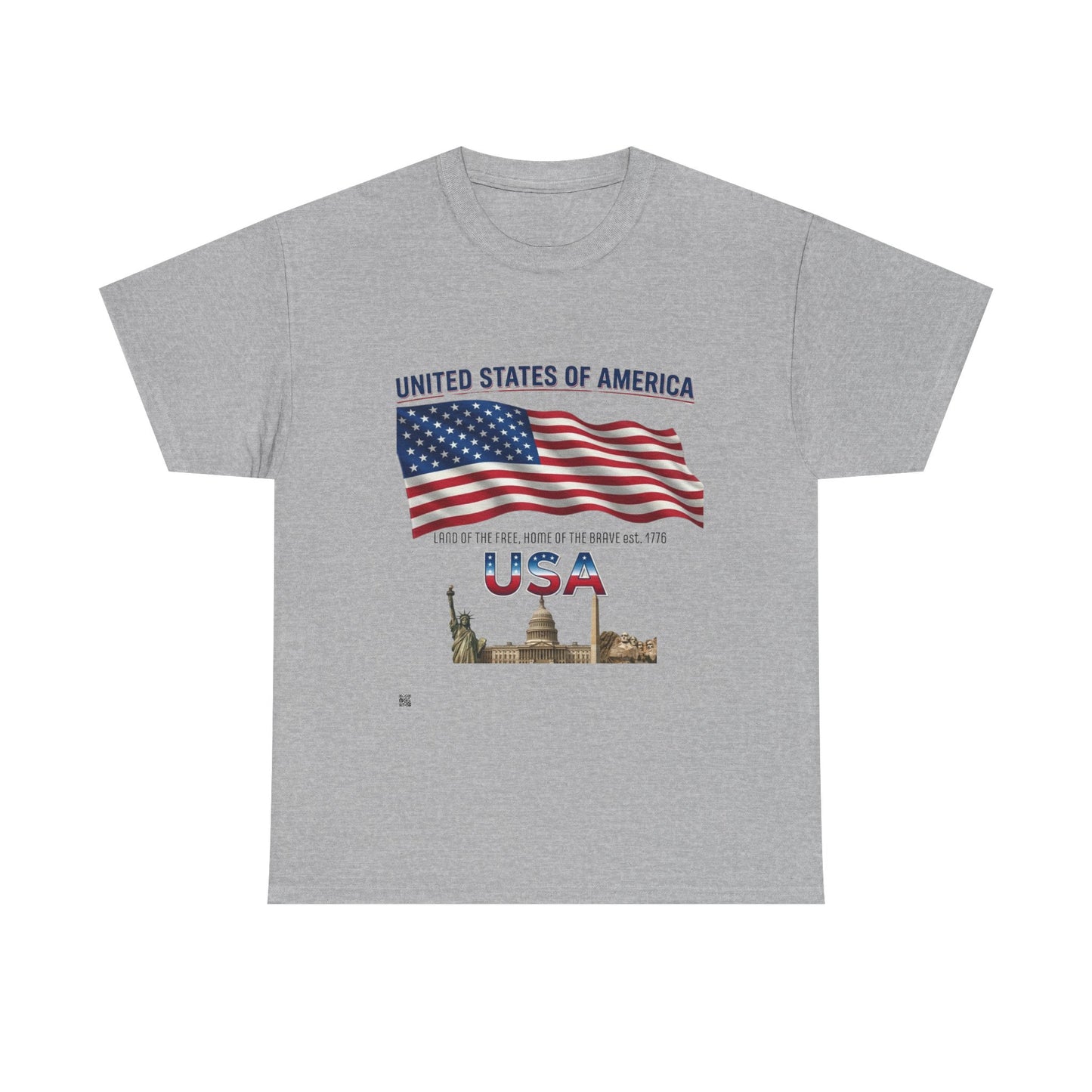 USA Flag T-Shirt — United States of America Patriotic Tee (Statue of Liberty, Capitol)