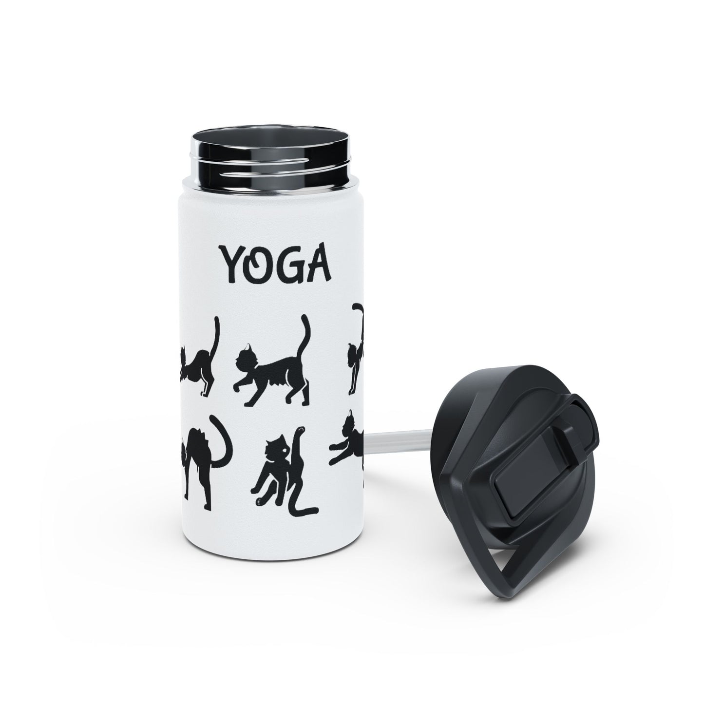 Yoga Cats Stainless Steel Water Bottle – Funny Cat Pose Design