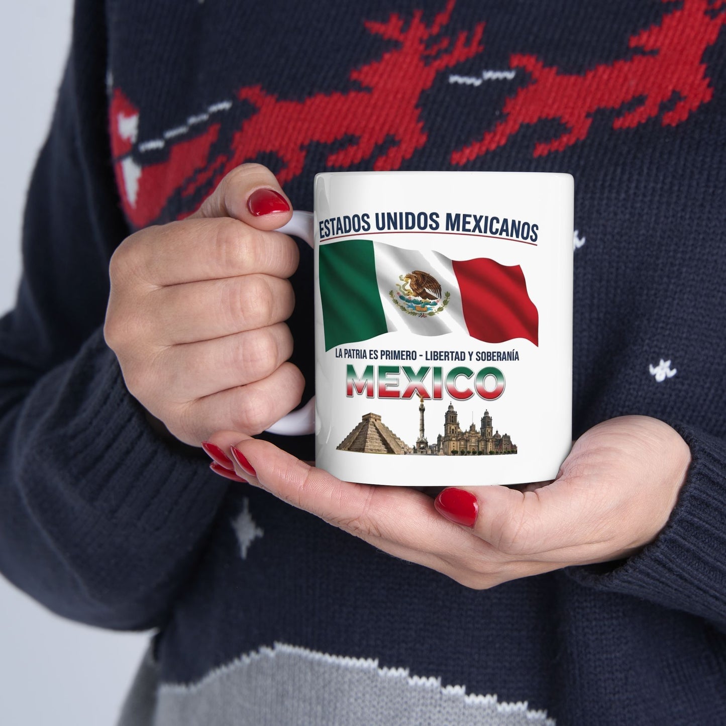 Mexico Pride Ceramic Mug — Mexican Flag & Land marks Coffee mug/cup (11oz/15oz)