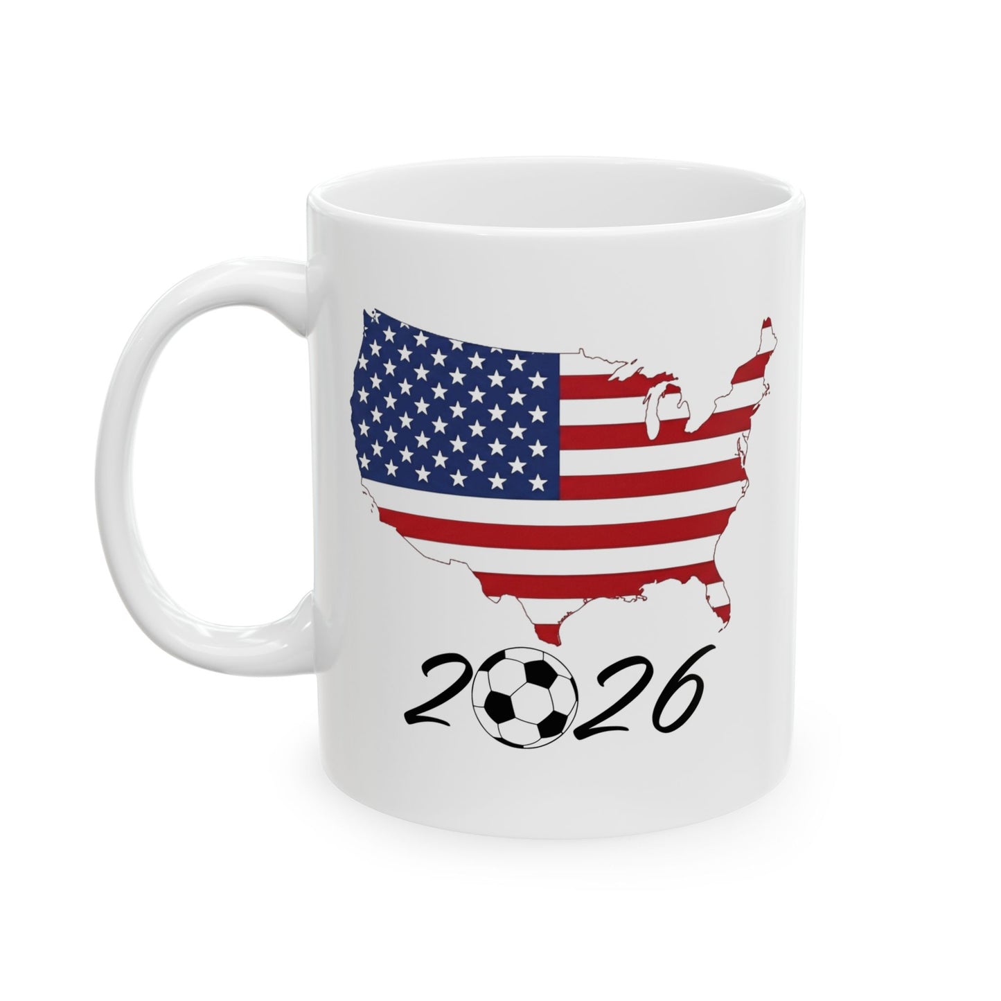 USA Flag 2026 Soccer mug | American Flag Silhouette Ceramic Mug