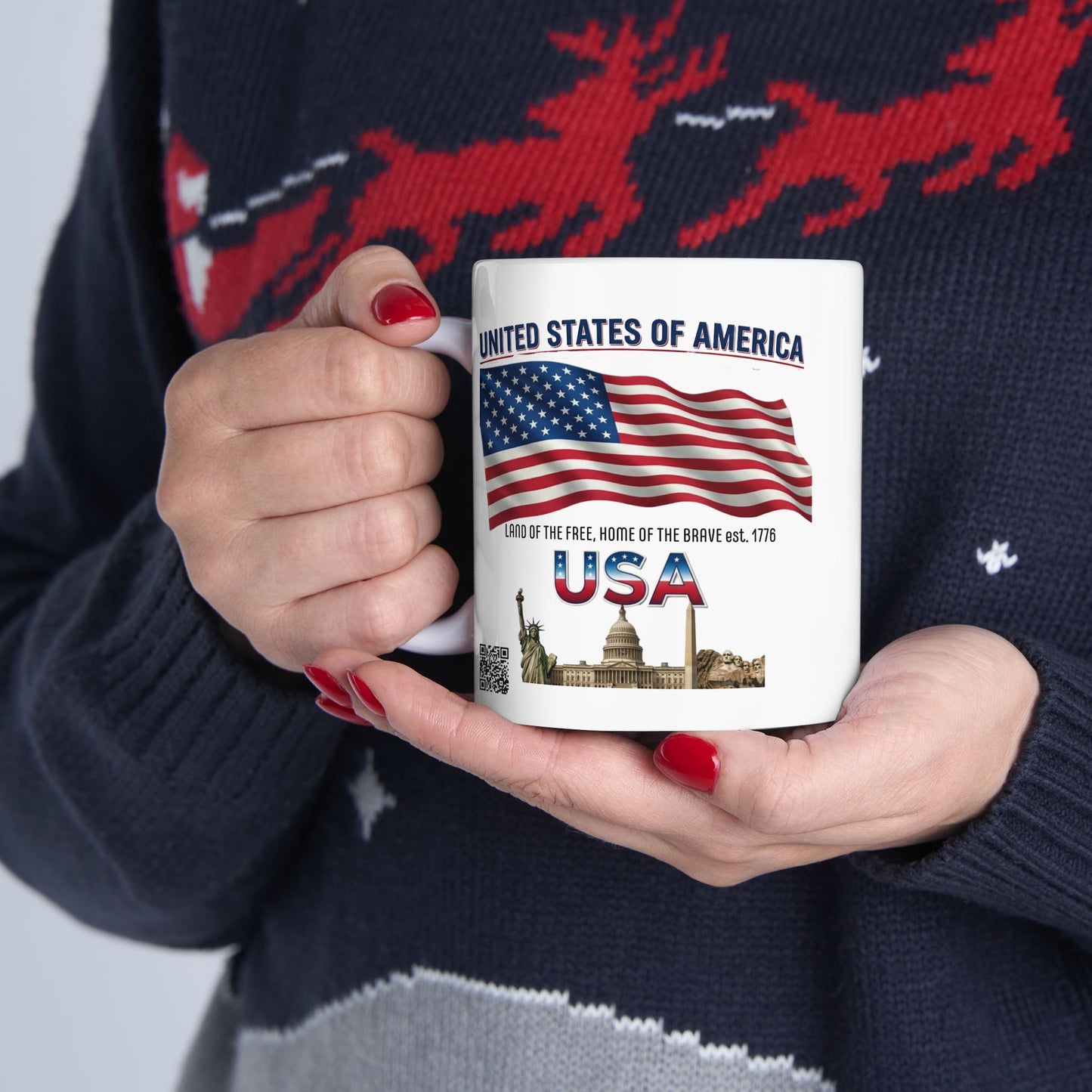American Flag Ceramic Mug — United States Patriotic Coffee Cup (11oz/15oz)