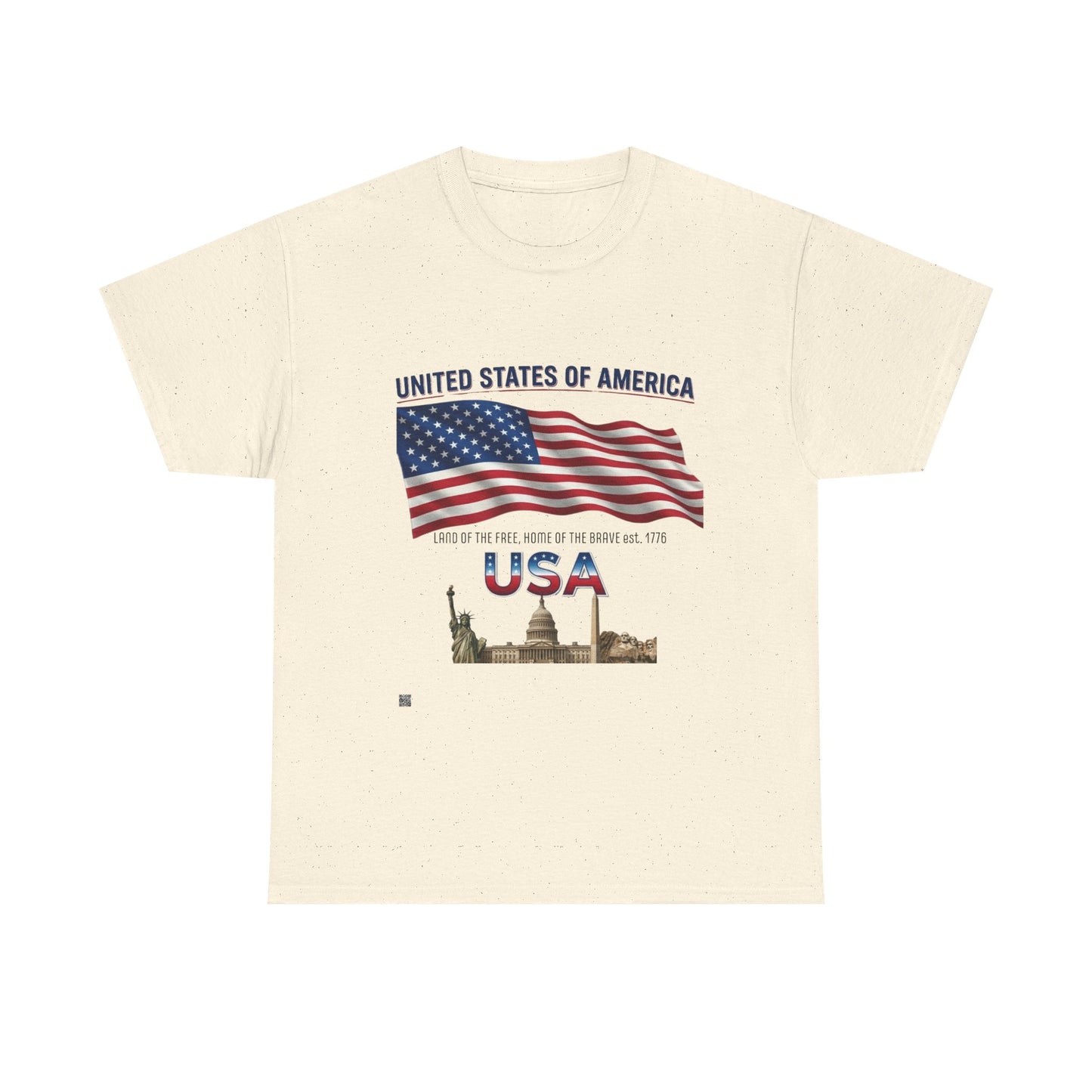 USA Flag T-Shirt — United States of America Patriotic Tee (Statue of Liberty, Capitol)