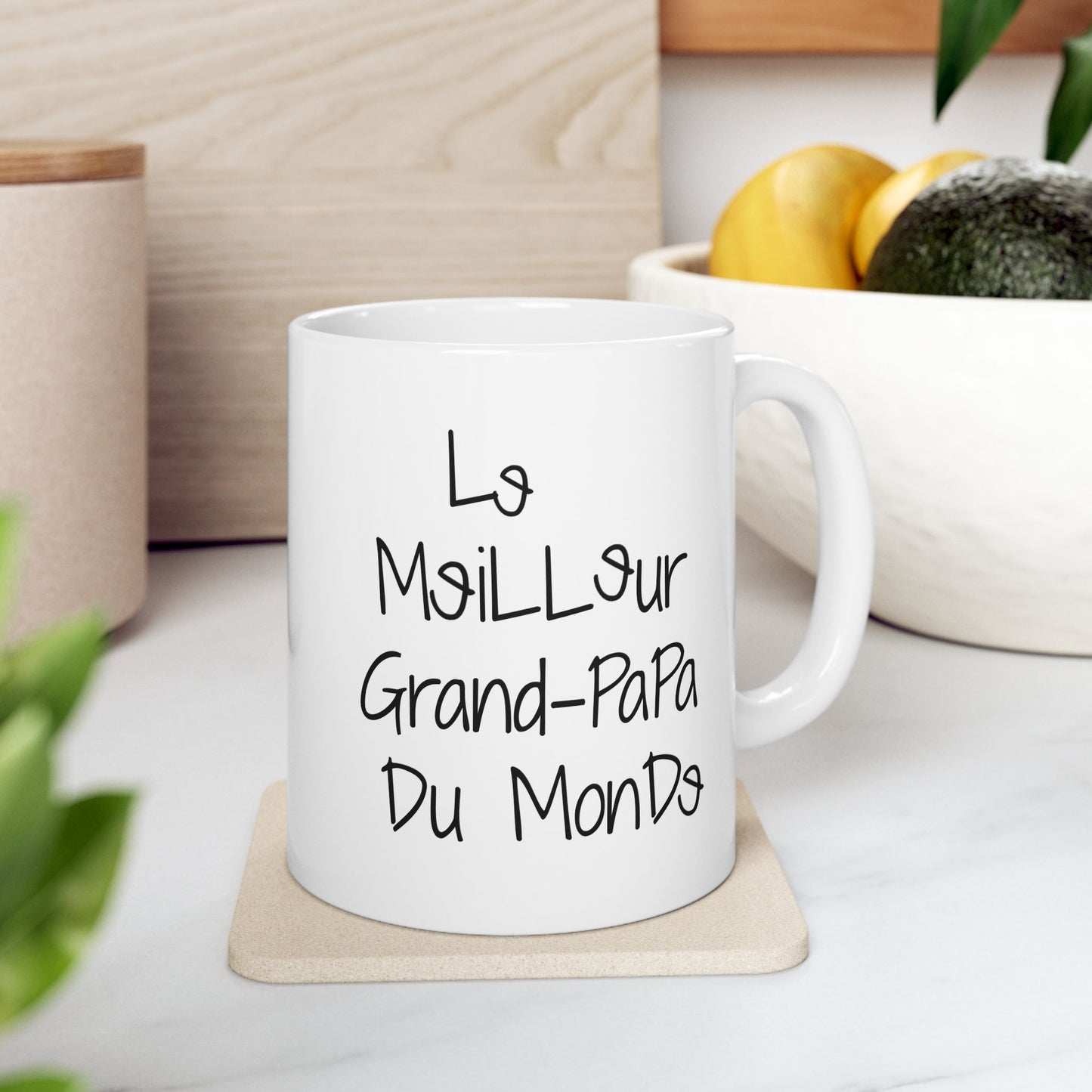 Le Meilleur grand-père du monde Ceramic Mug | French Grandpa Coffee Mug/Cup, 11oz or 15oz Left Hand
