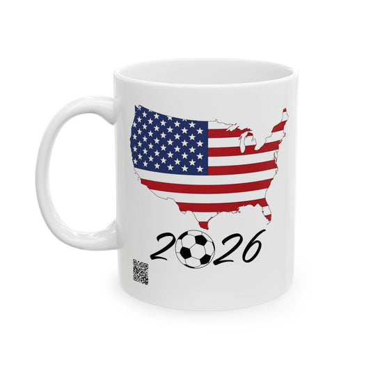 USA Flag 2026 Soccer mug | American Flag Silhouette Ceramic Mug