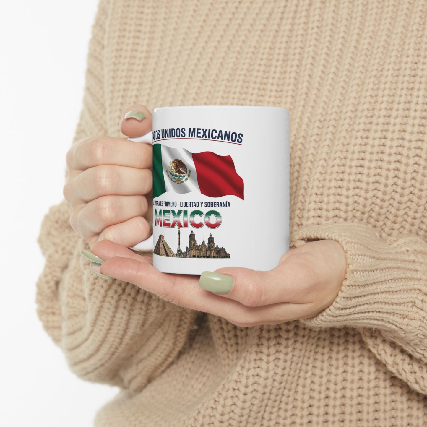 Mexico Pride Ceramic Mug — Mexican Flag & Land marks Coffee mug/cup (11oz/15oz)