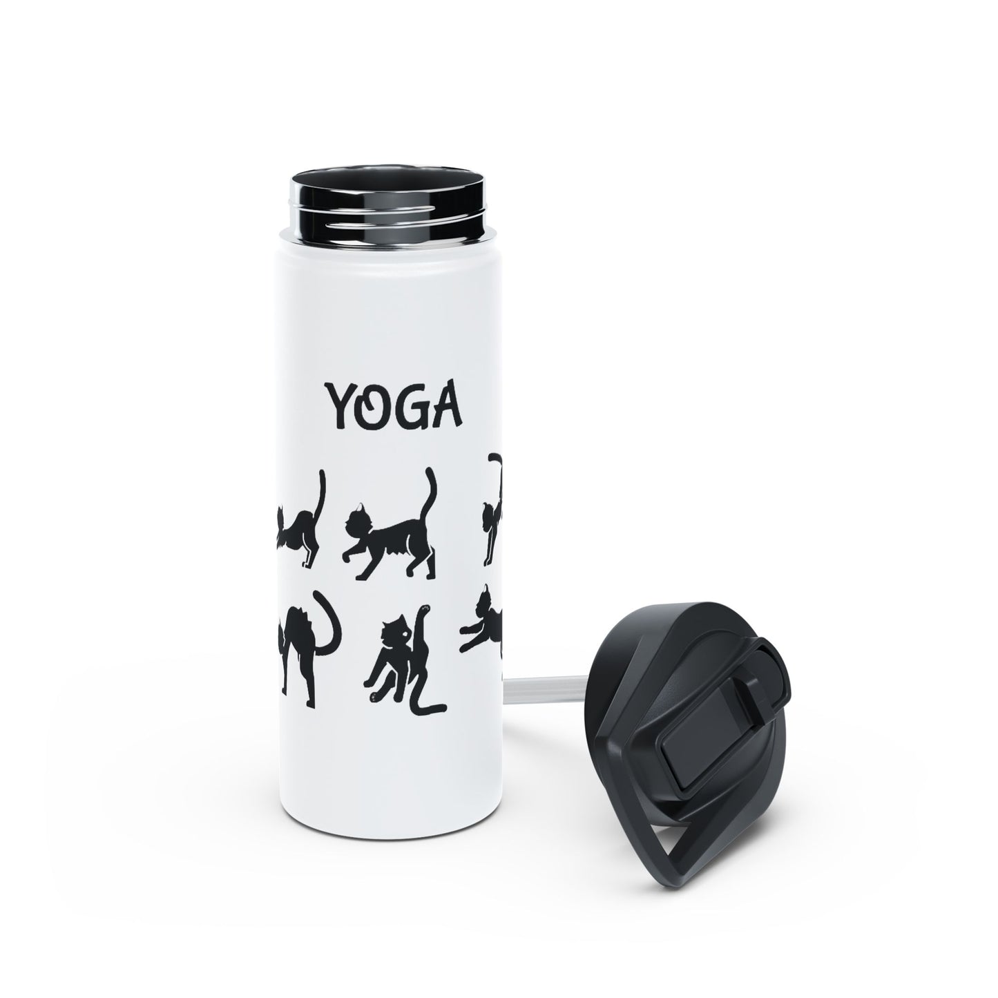 Yoga Cats Stainless Steel Water Bottle – Funny Cat Pose Design