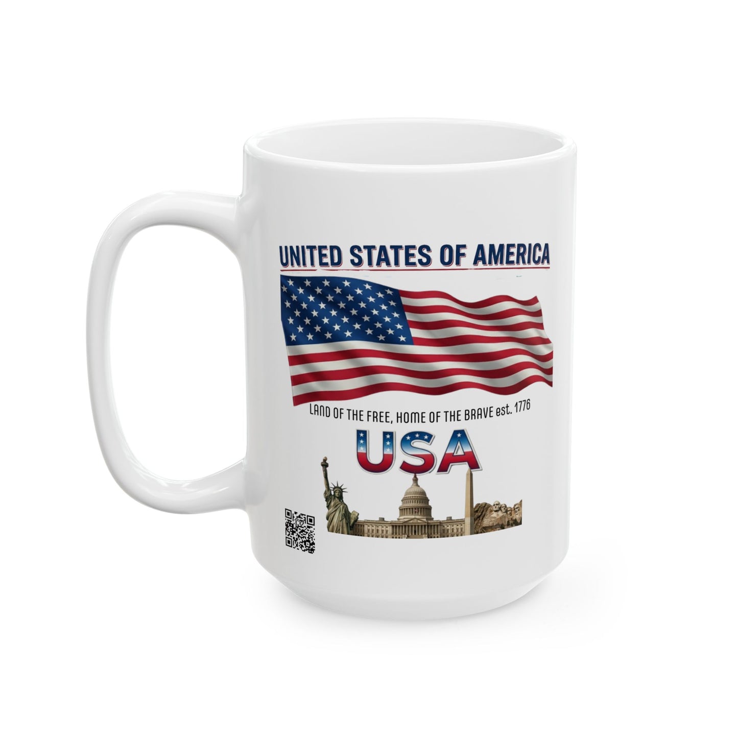 American Flag Ceramic Mug — United States Patriotic Coffee Cup (11oz/15oz)