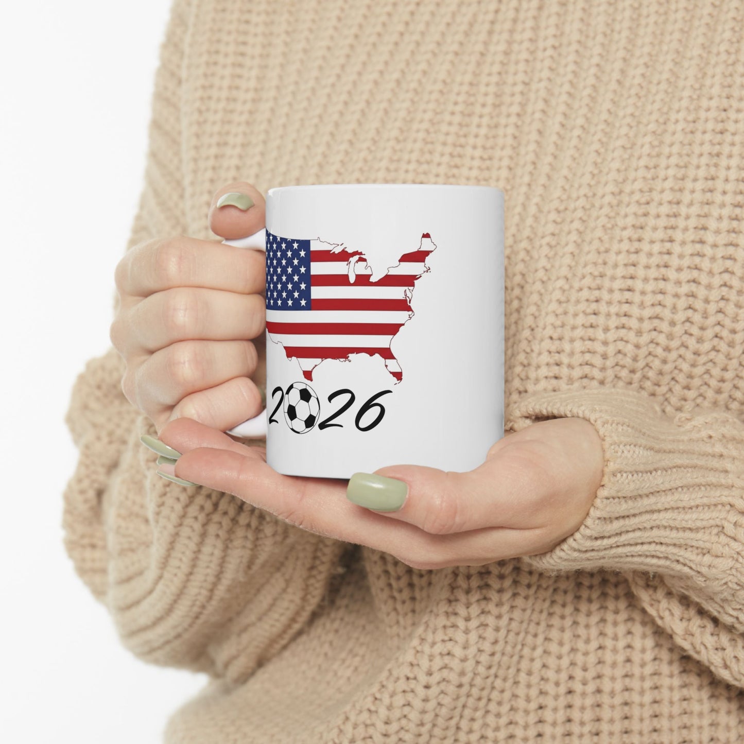 USA Flag 2026 Soccer mug | American Flag Silhouette Ceramic Mug