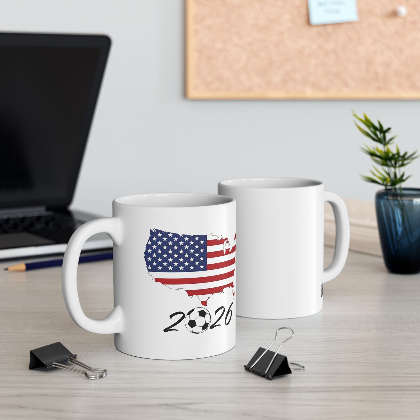 USA Flag 2026 Soccer mug | American Flag Silhouette Ceramic Mug