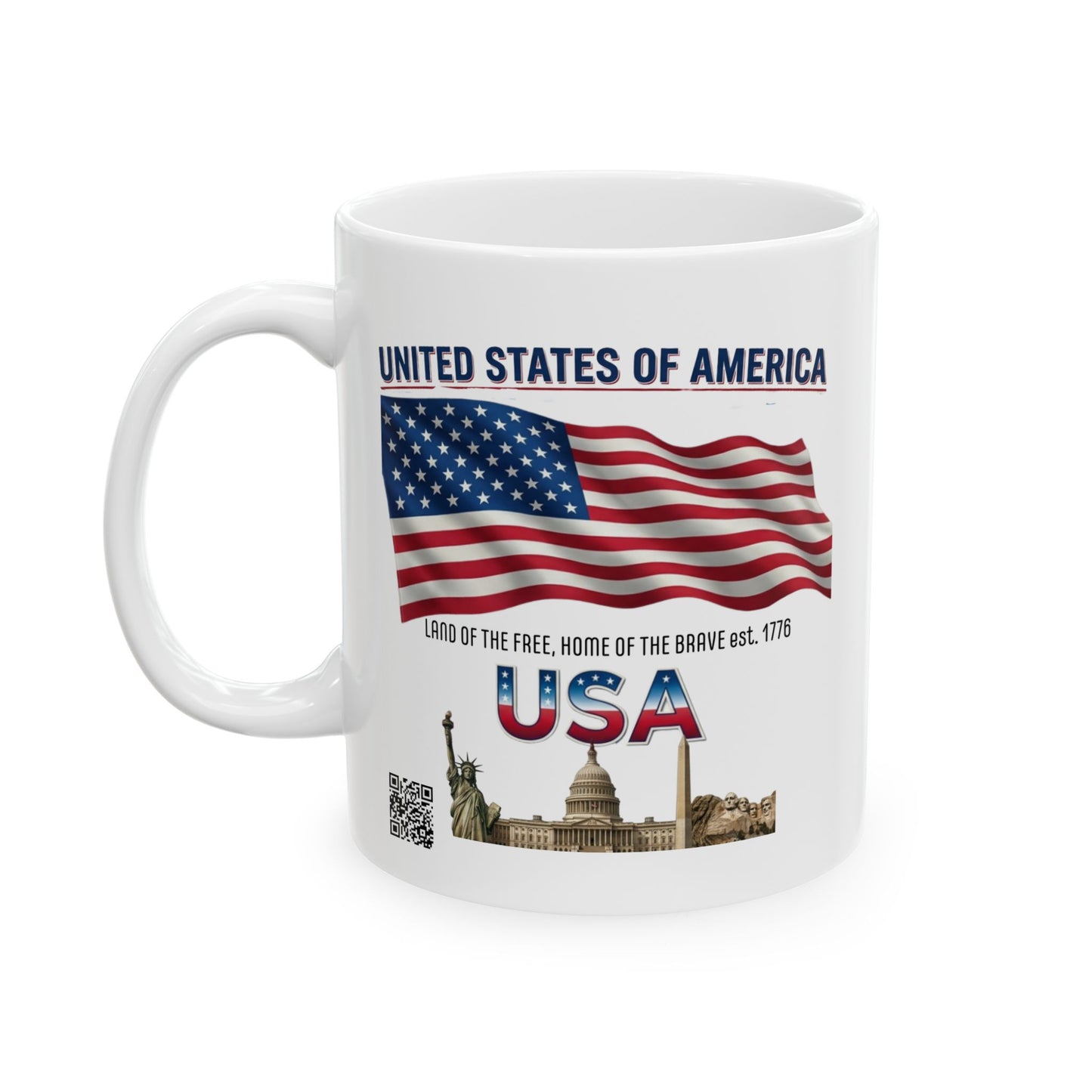 American Flag Ceramic Mug — United States Patriotic Coffee Cup (11oz/15oz)