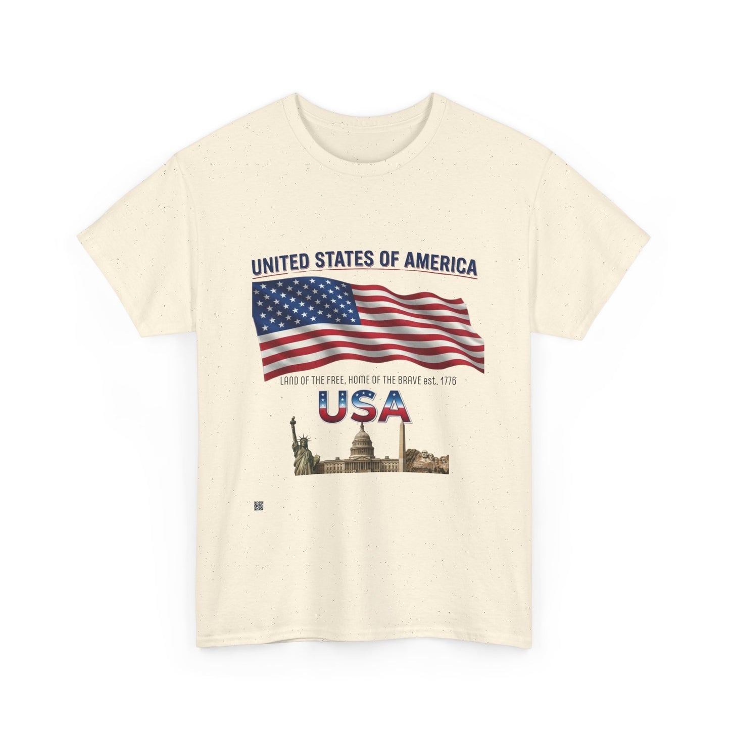 USA Flag T-Shirt — United States of America Patriotic Tee (Statue of Liberty, Capitol)