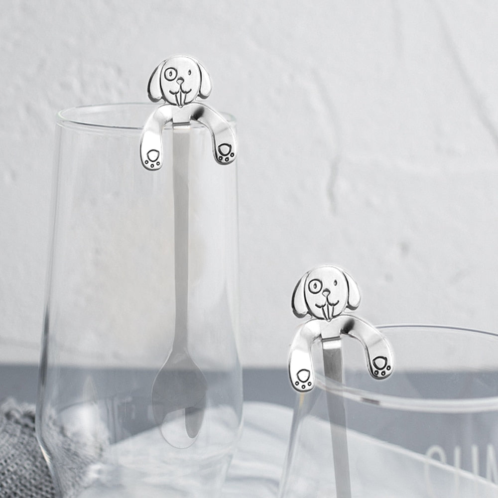 Cute Puppy Dog Hanging Spoon – Stainless Steel Coffee & Tea Spoon, Pet Lover Gift, Mug Accessory, Dog Lover Kitchenware